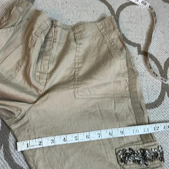 🤍Chico’s Casual linen blend Embellished Utility Crop Pants, XS/2 - Picture 8 of 17